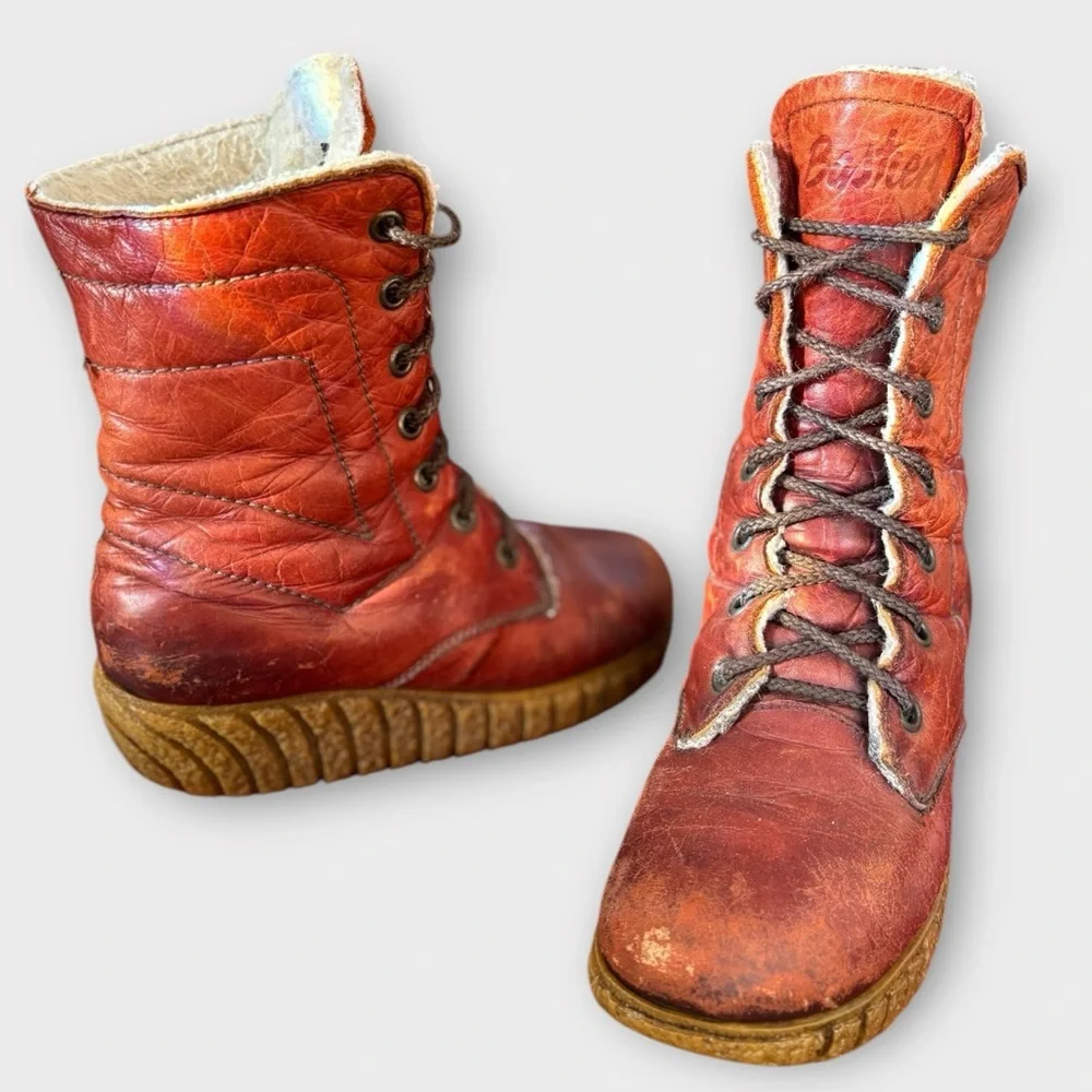 Vtg Husky by Bastien Banff Leather Lace Up Snow Platform Boots Women Size 6